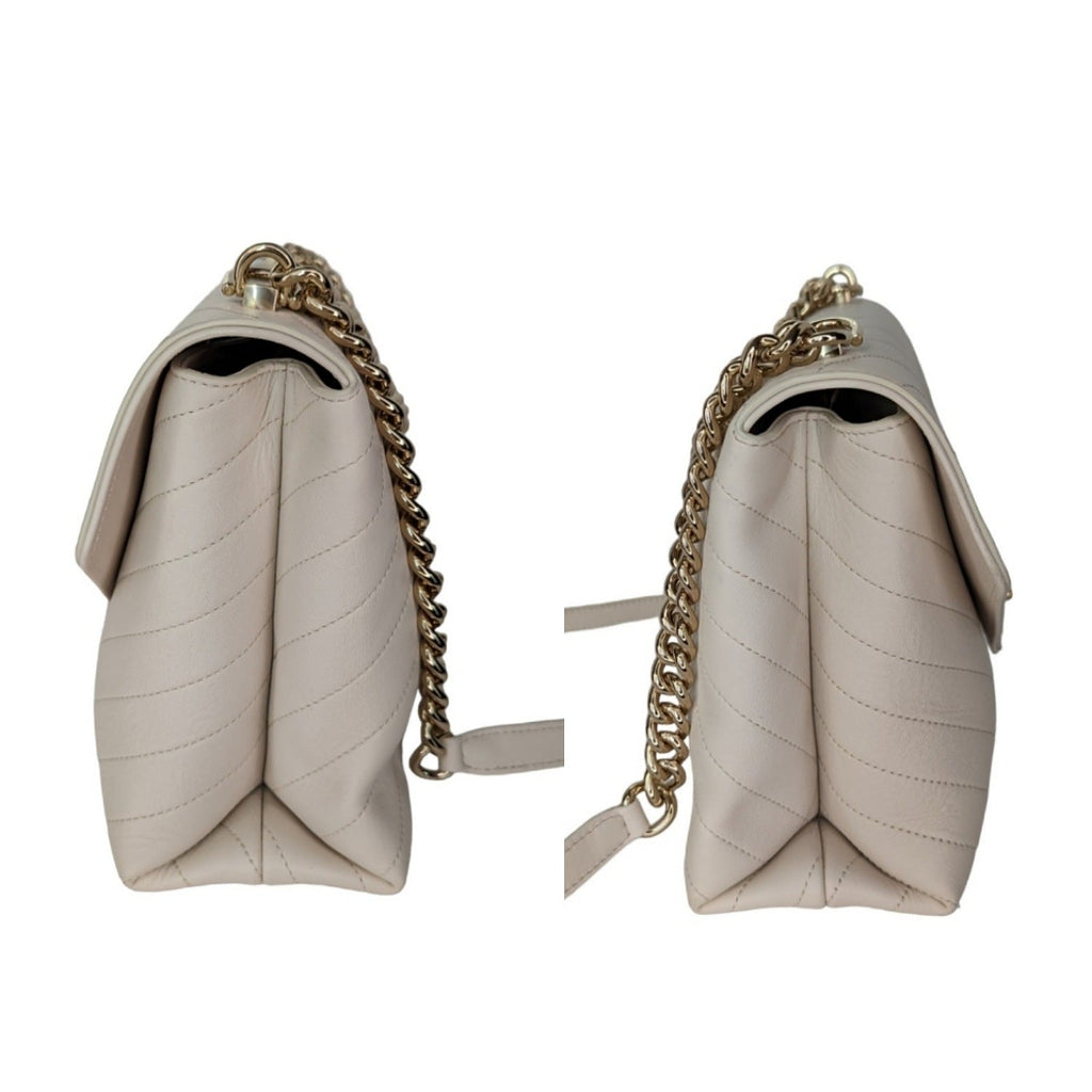 Chanel Cream Chevron Leather Coco Envelope Shoulder Bag
