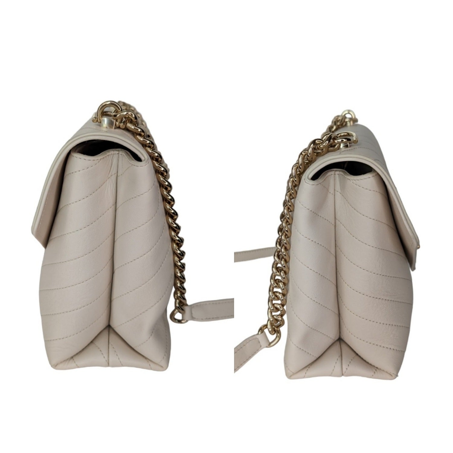 Chanel Cream Chevron Leather Coco Envelope Shoulder Bag
