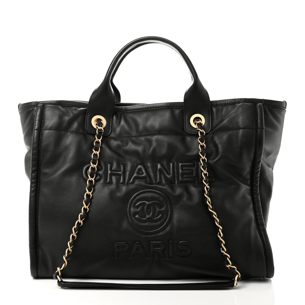 Chanel Calfskin Small Deauville Tote Black