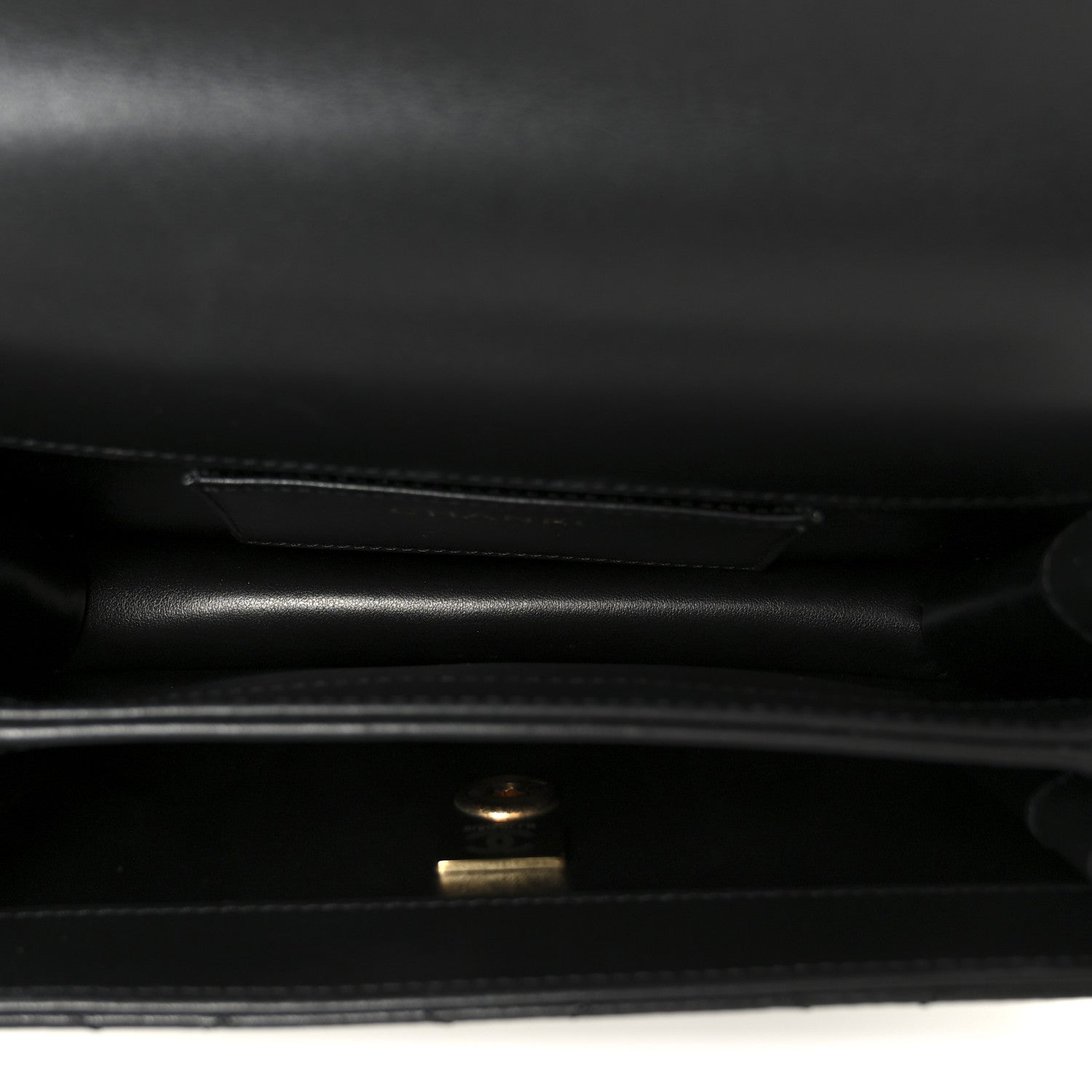 Chanel Shiny Calfskin Quilted Mini Metal Top Handle Flap Black