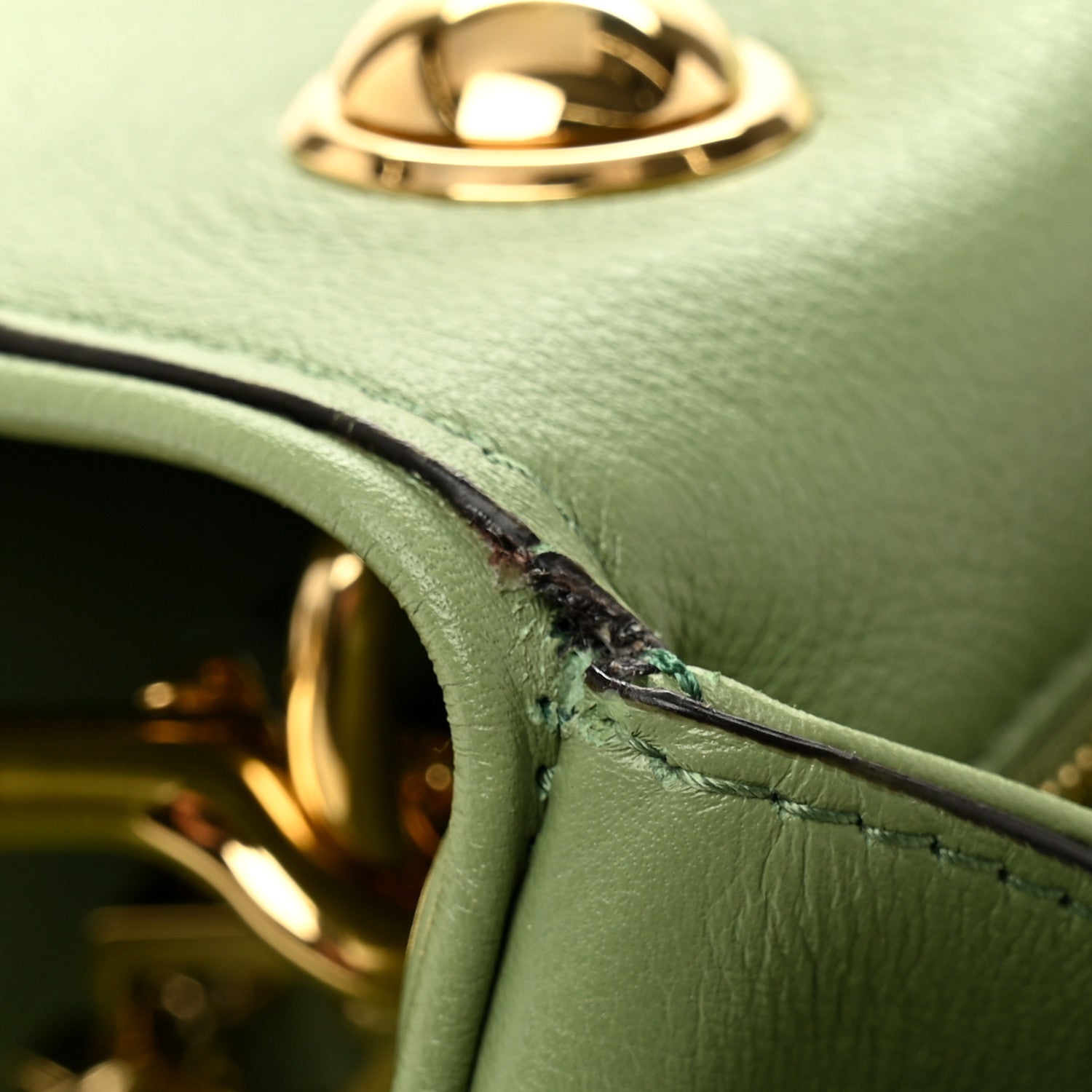 Gucci Roxy Calfskin Web Medium Blondie Top Handle Shoulder Flap Bag Salamander Green