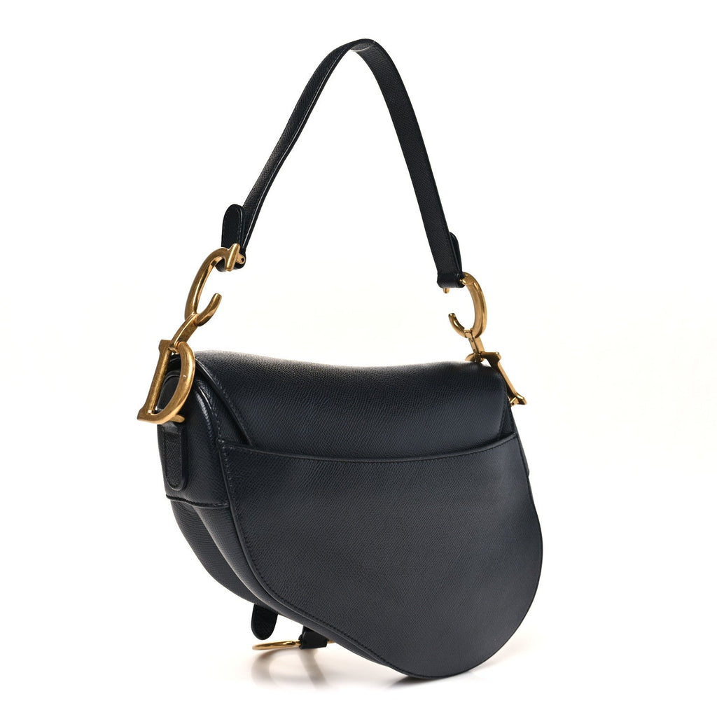 Christian Dior Grained Calfskin Saddle Bag Black
