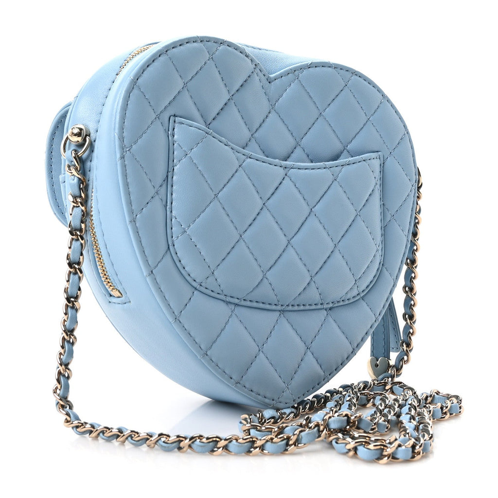 Chanel Lambskin Quilted CC In Love Heart Bag Light Blue