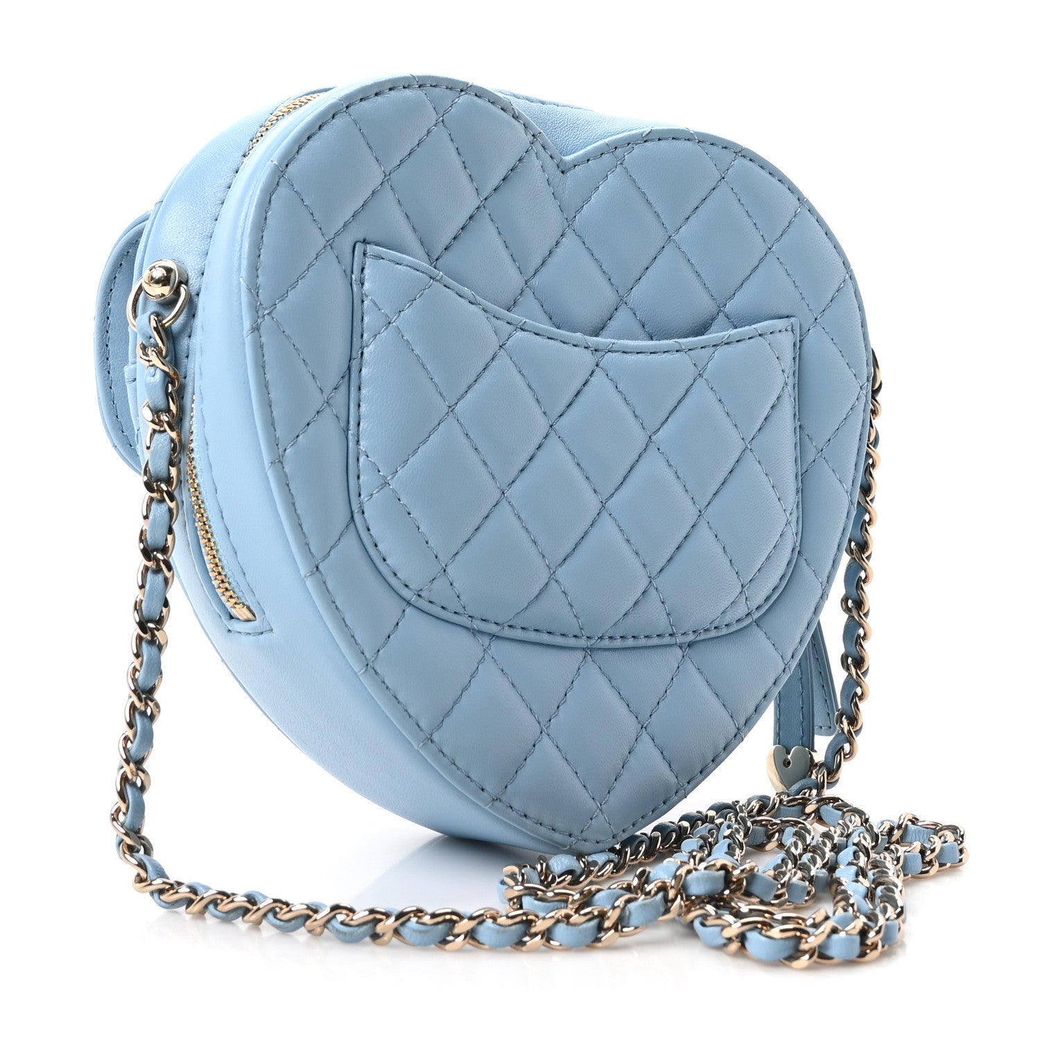Chanel Lambskin Quilted CC In Love Heart Bag Light Blue