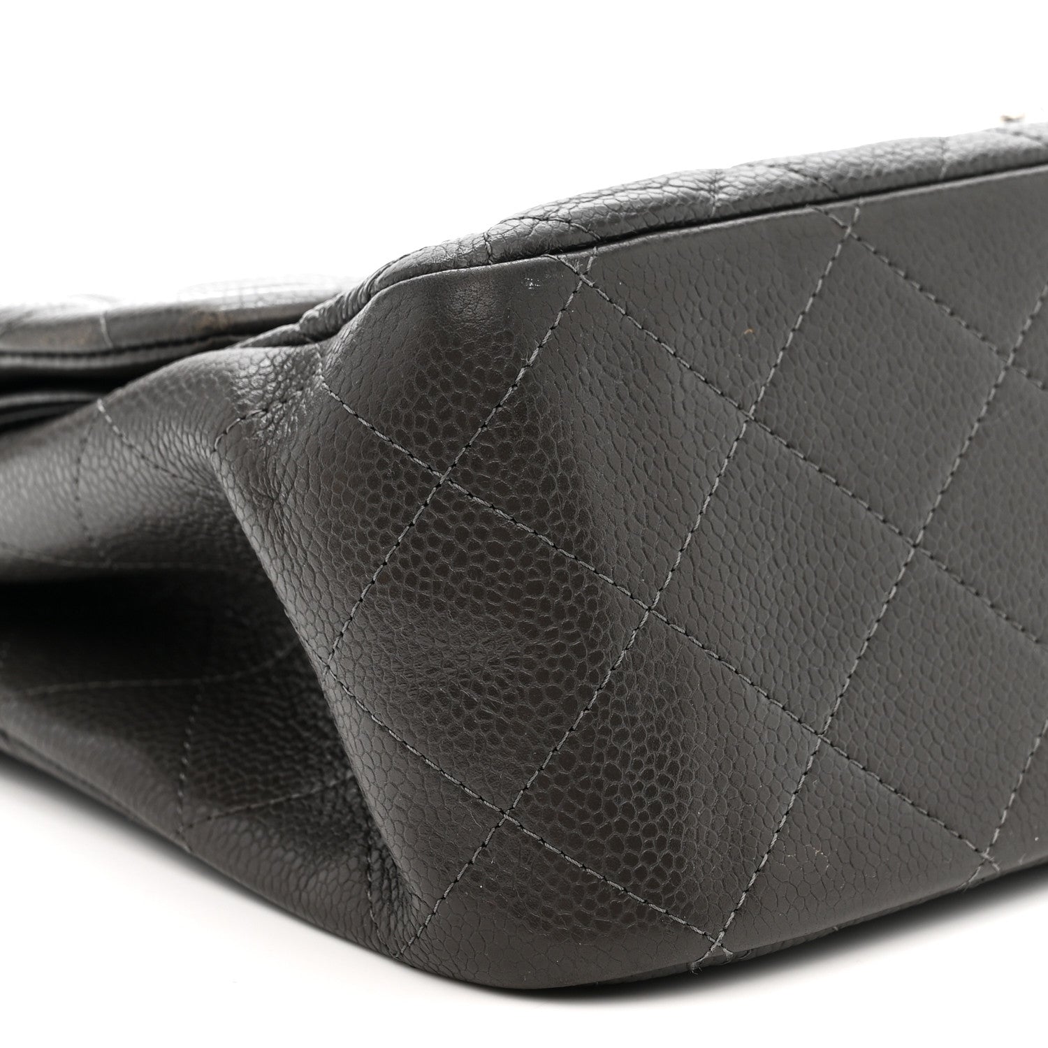 Chanel Caviar Quilted Jumbo Double Flap Grey