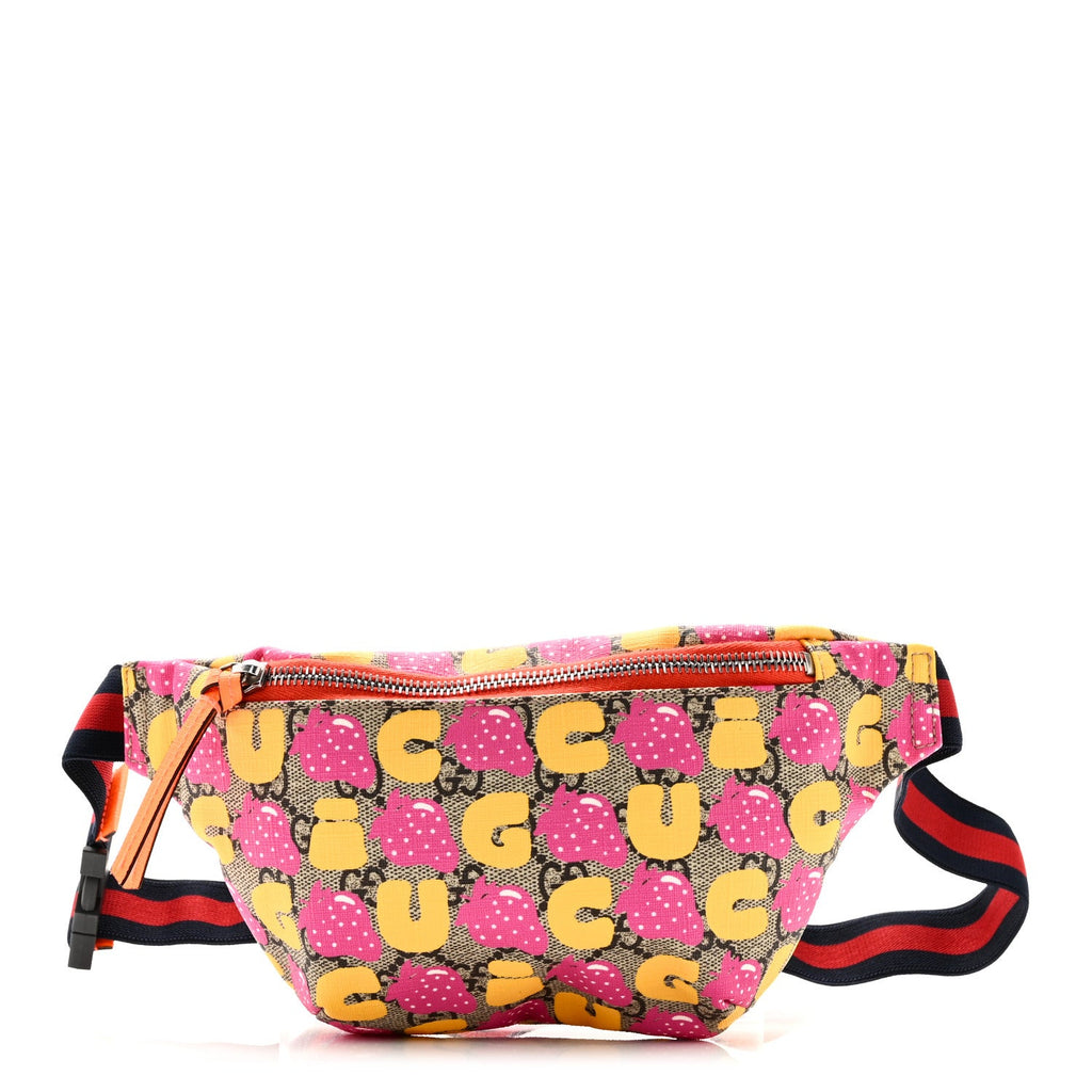 Gucci GG Supreme Monogram Childrens Strawberry Print Belt Bag Multicolor