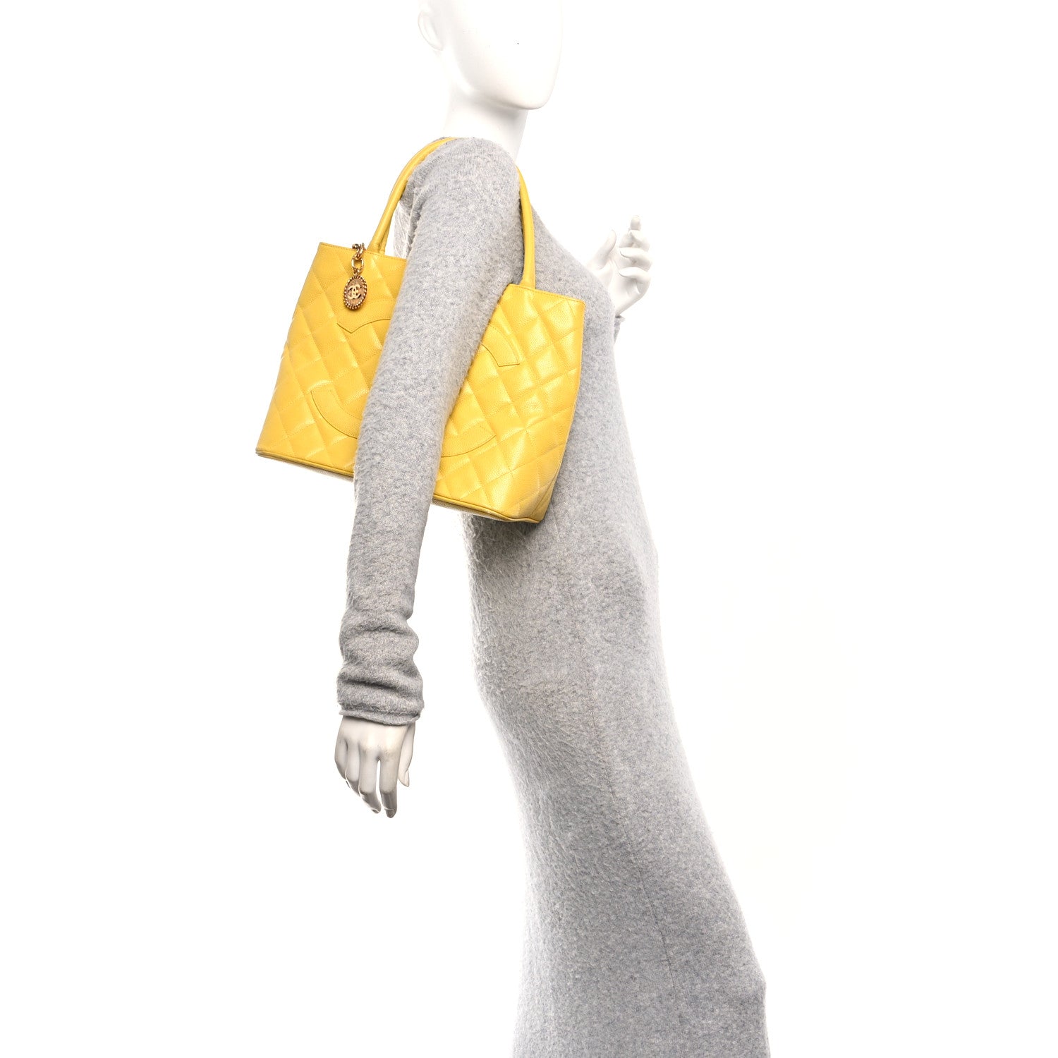 Chanel Caviar Quilted Medallion Tote Yellow