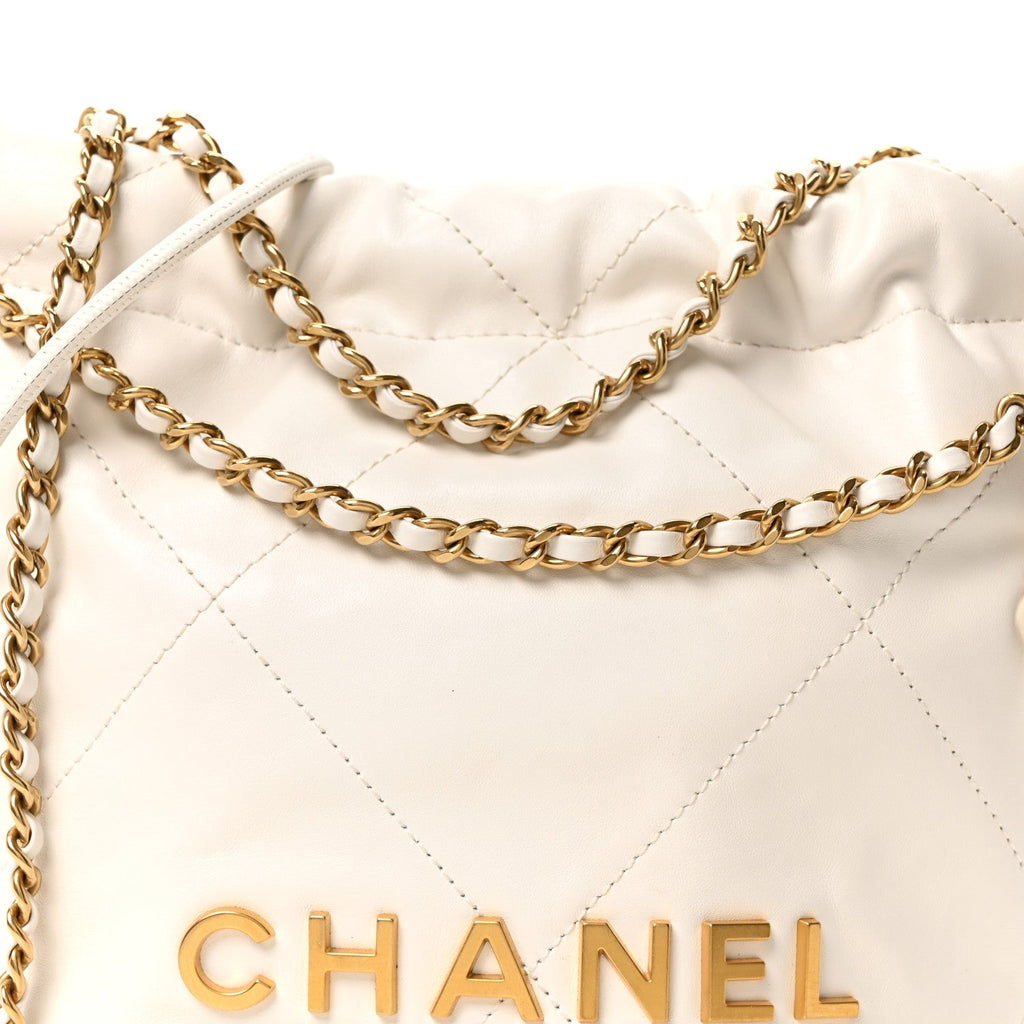 Chanel Shiny Calfskin Quilted Mini Chanel 22 White