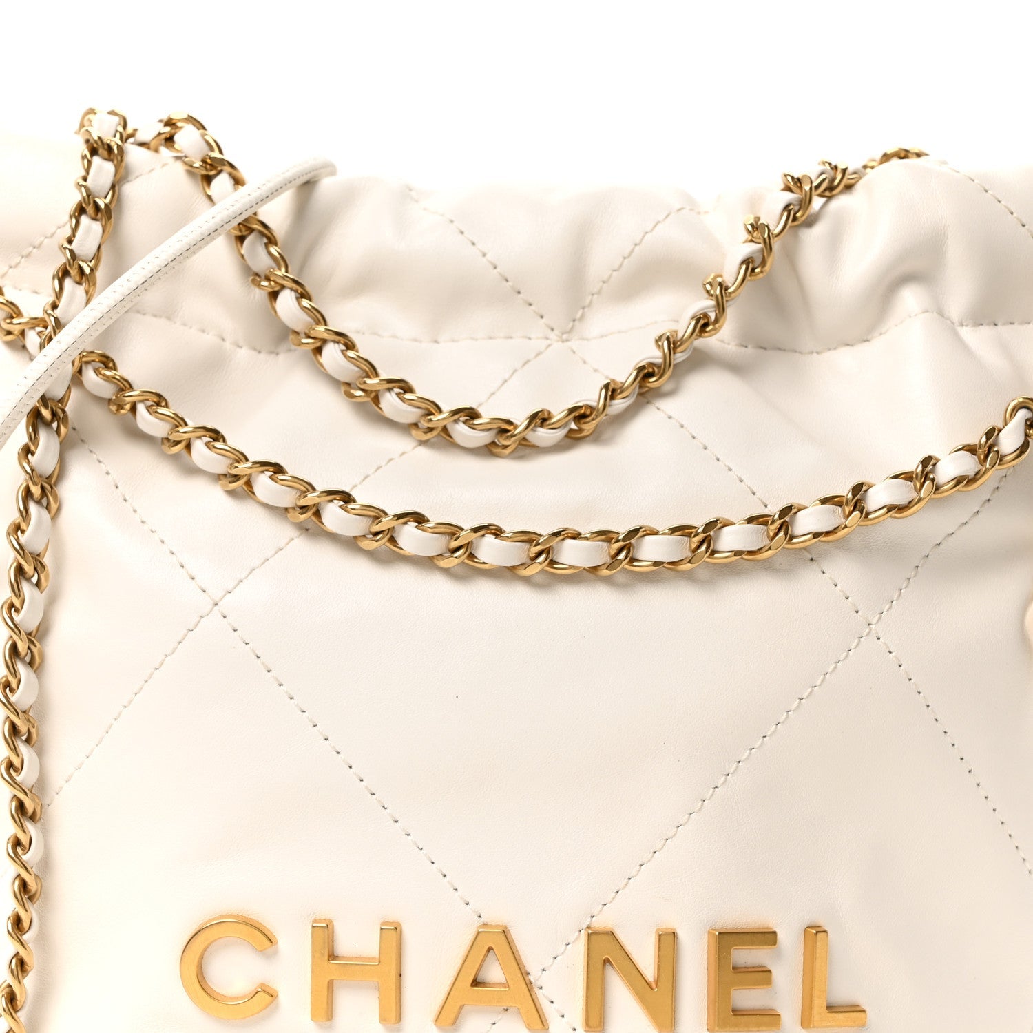 Chanel Shiny Calfskin Quilted Mini Chanel 22 White