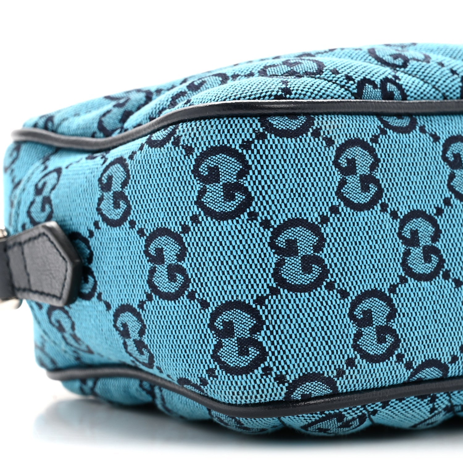 Gucci Monogram Multicolor Matelasse Diagonal Small GG Marmont Chain Shoulder Bag Light Blue