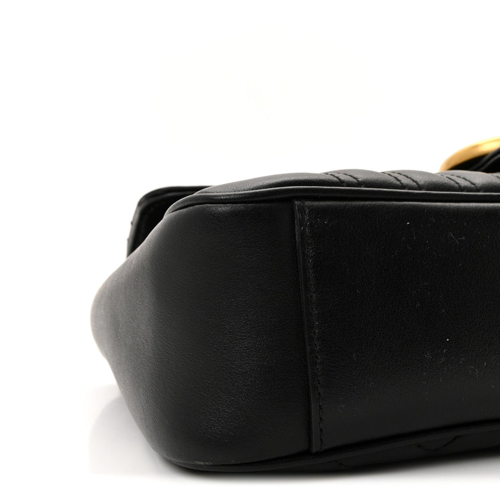 Gucci Calfskin Matelasse Small GG Marmont Shoulder Bag Black