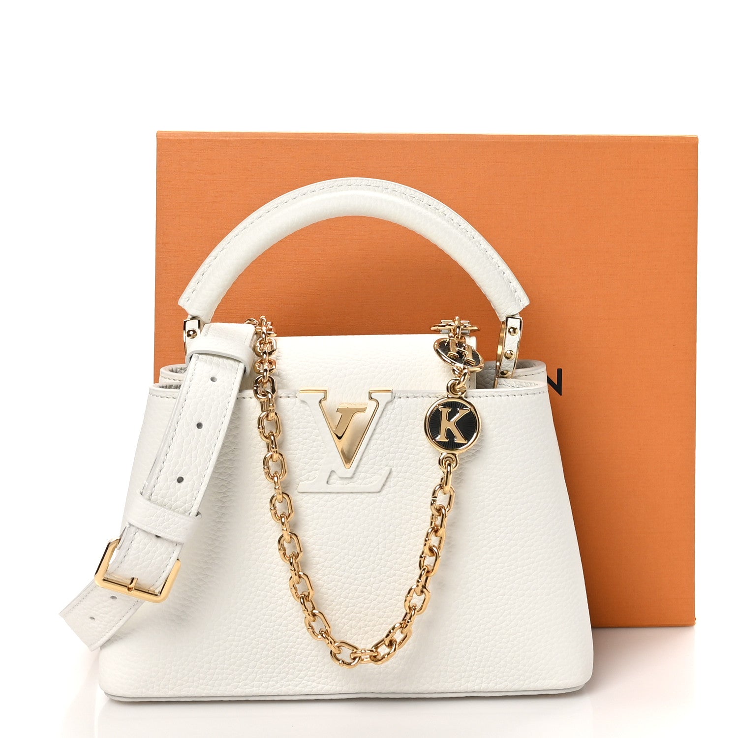 Louis Vuitton Taurillon Small Chain My Capucines Snow