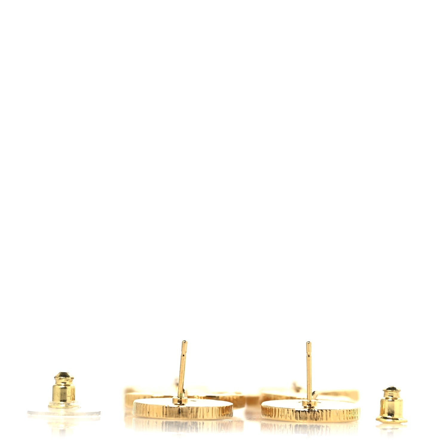 Metal Resin Disc CC Long Drop Earrings Gold Black