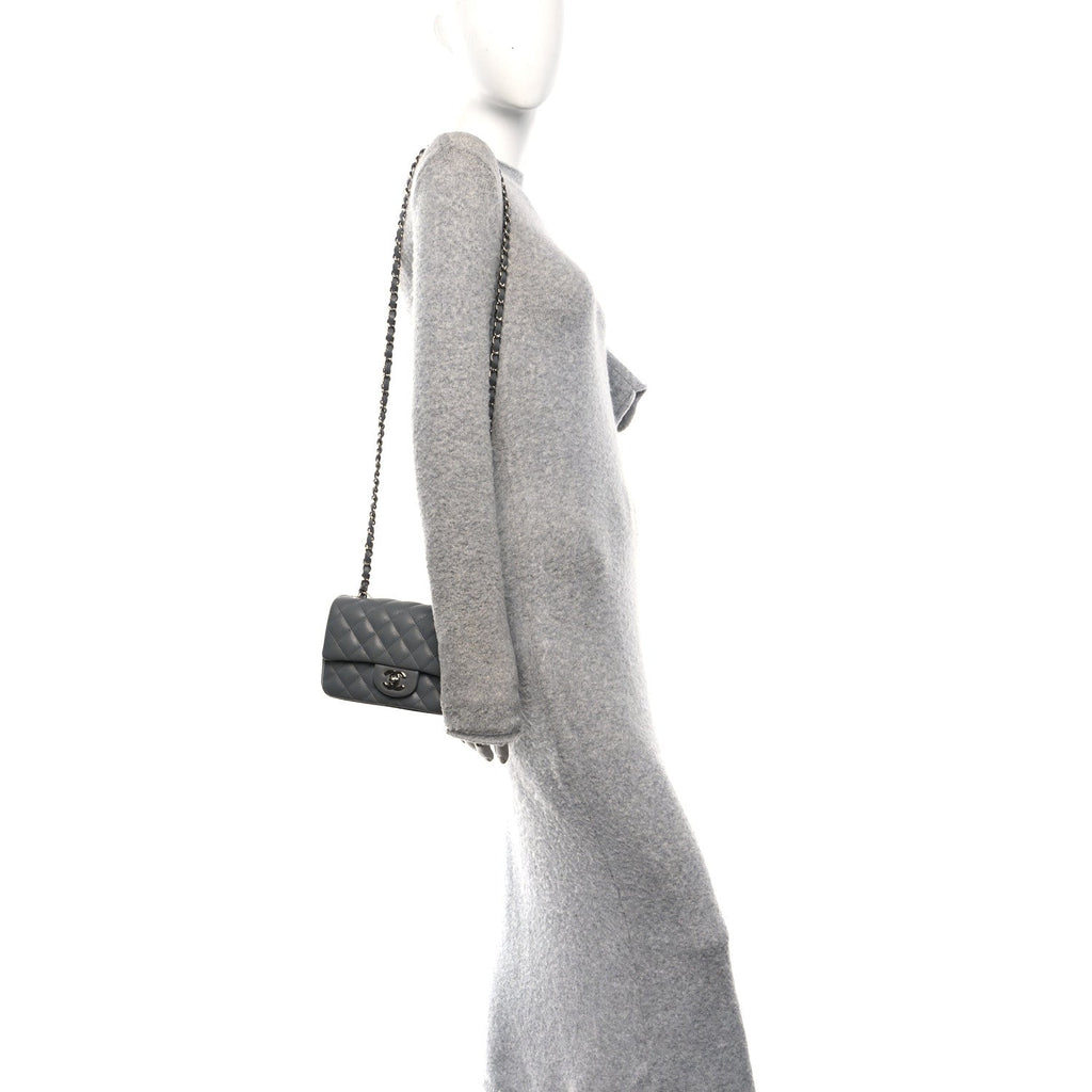 Chanel Caviar Quilted Mini Rectangular Flap Grey