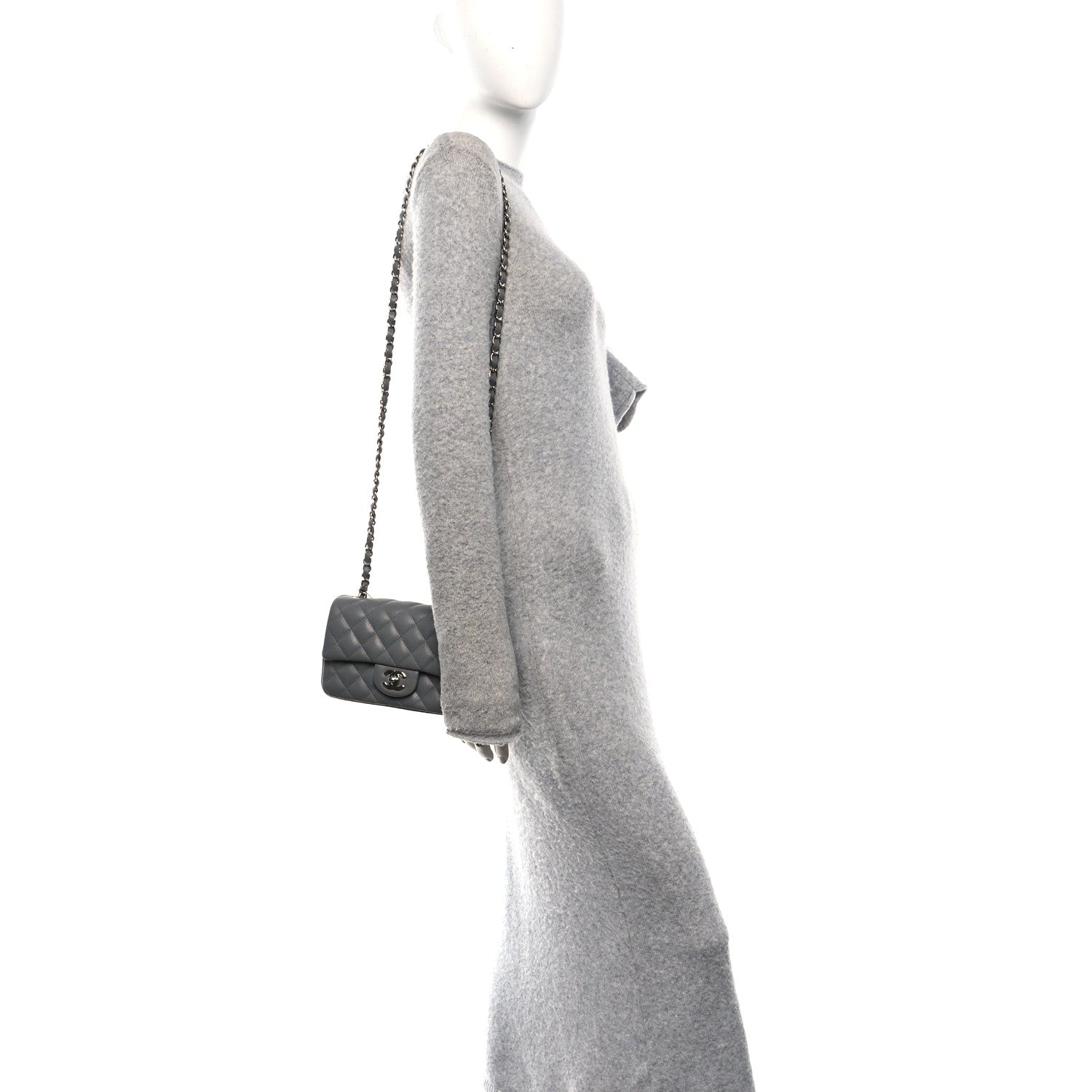 Chanel Caviar Quilted Mini Rectangular Flap Grey