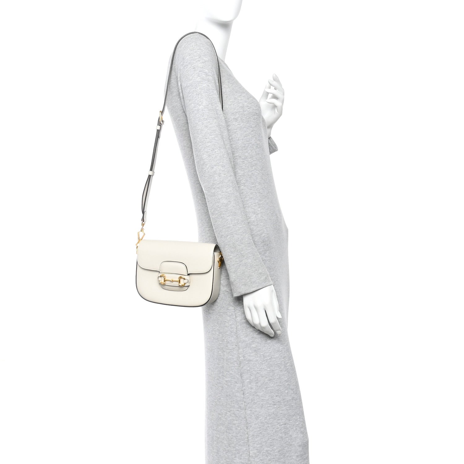Gucci Azalea Calfskin Horsebit 1955 Shoulder Bag Mystic White