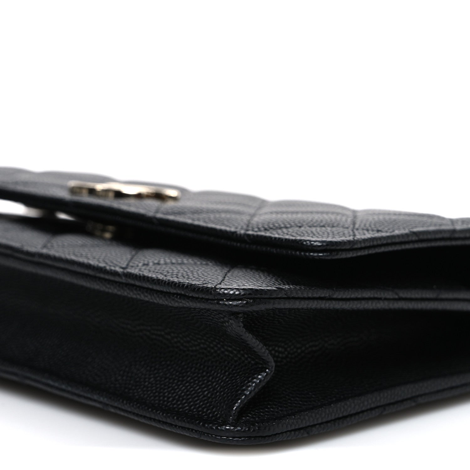 Chanel Caviar Quilted Striated CC Wallet On Chain WOC Black