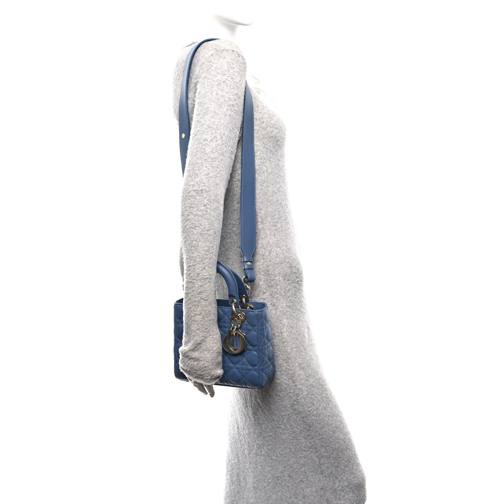 Christian Dior Lambskin Cannage Small My ABCDior Lady Dior Blue