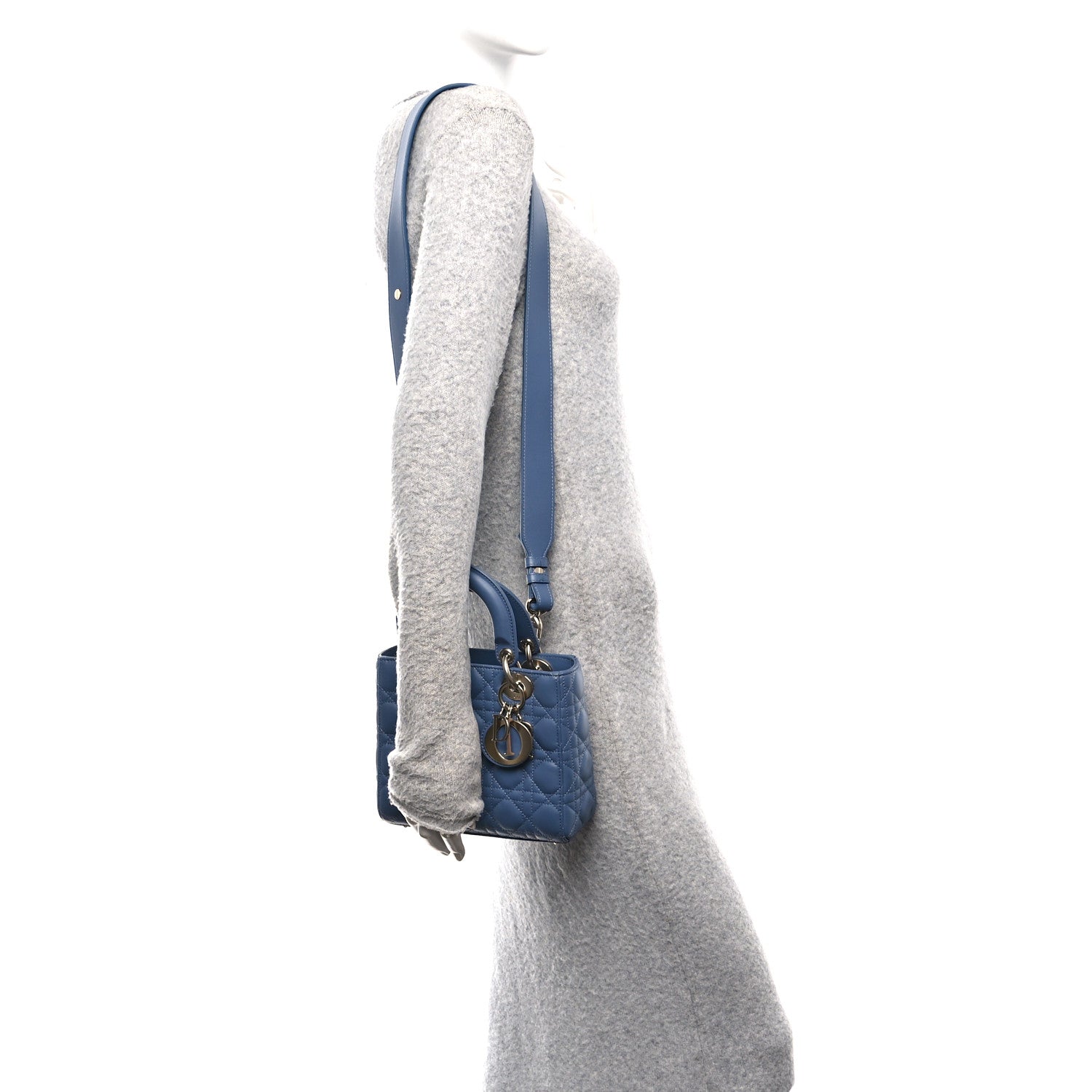 Christian Dior Lambskin Cannage Small My ABCDior Lady Dior Blue