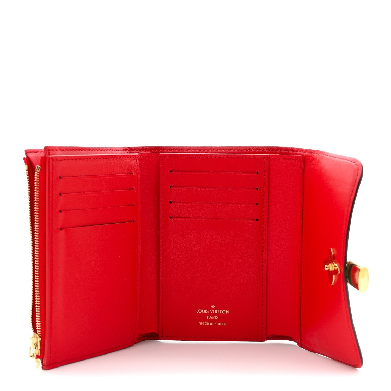 Louis Vuitton Monogram Flower Lock Compact Wallet Coquelicot