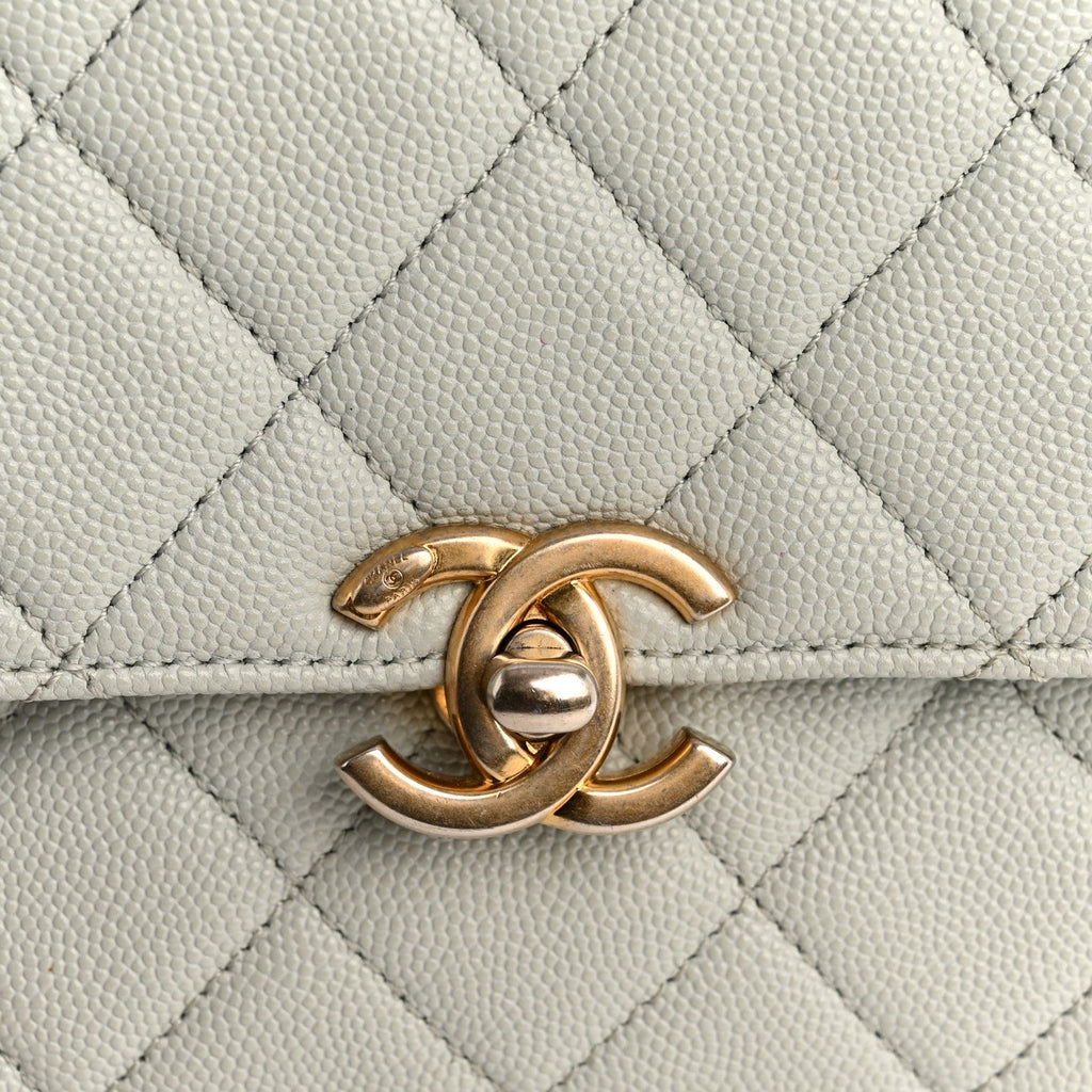 Chanel Caviar Quilted Medium Carry Me Top Handle Flap Light Blue