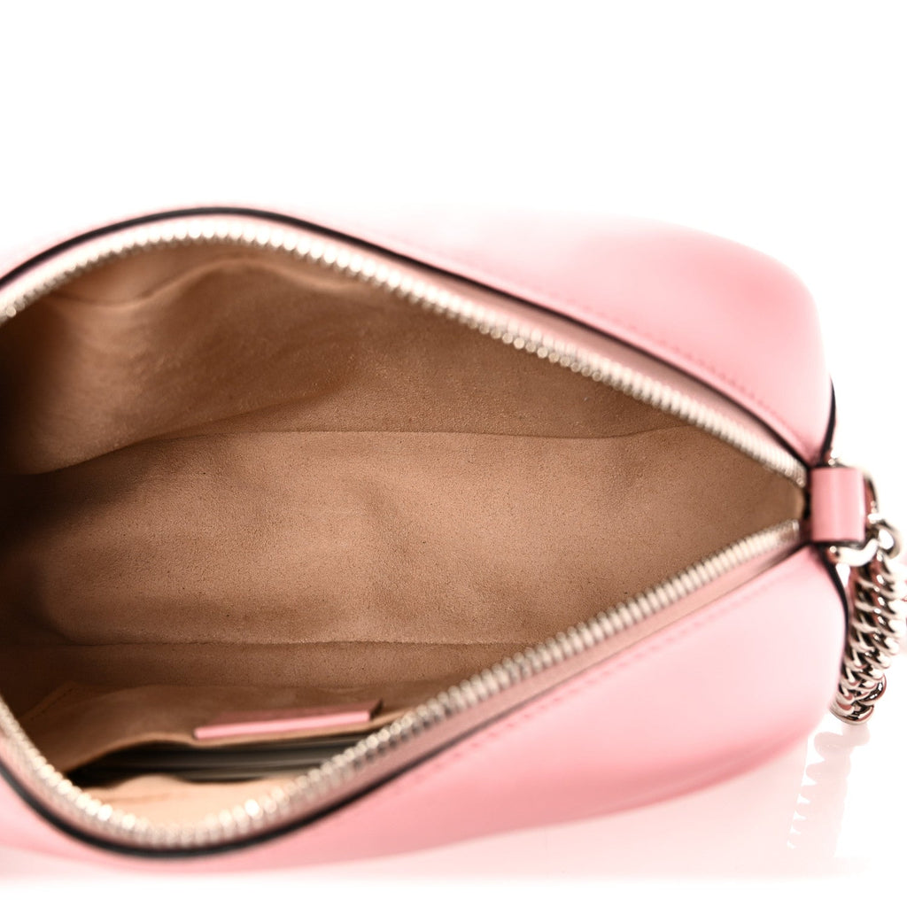 Gucci Calfskin Matelasse Small GG Marmont Chain Shoulder Bag Wild Rose