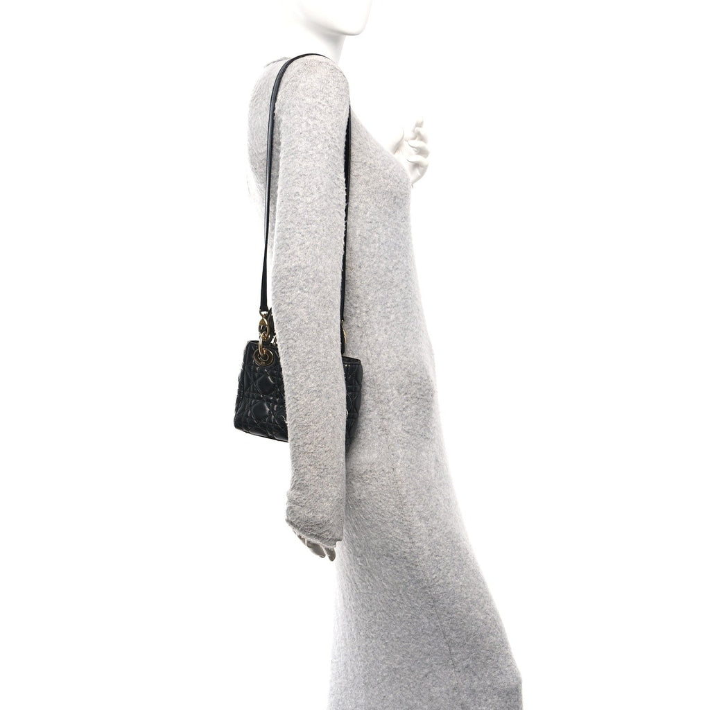 Christian Dior Lambskin Cannage Mini Lady Dior Black