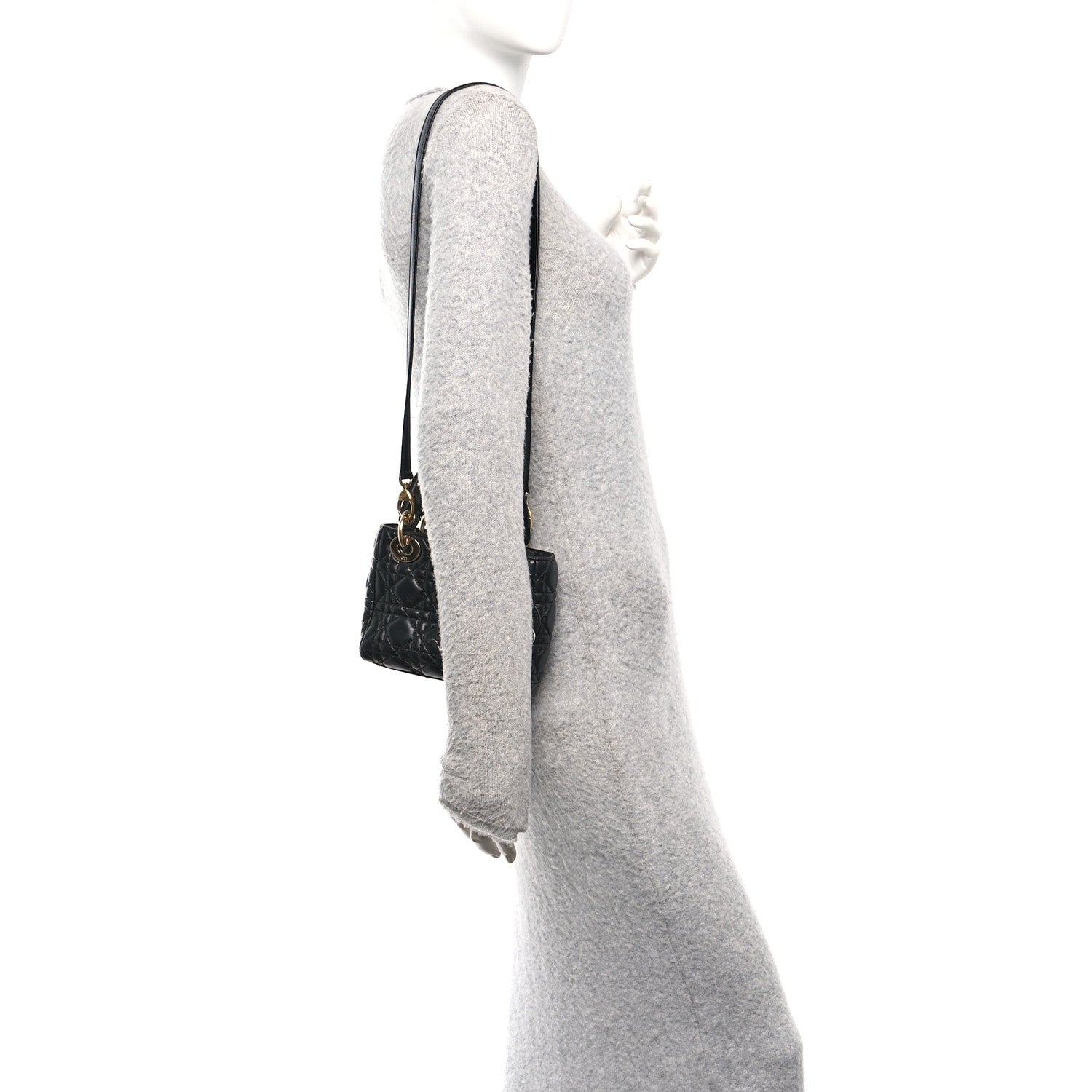 Christian Dior Lambskin Cannage Mini Lady Dior Black