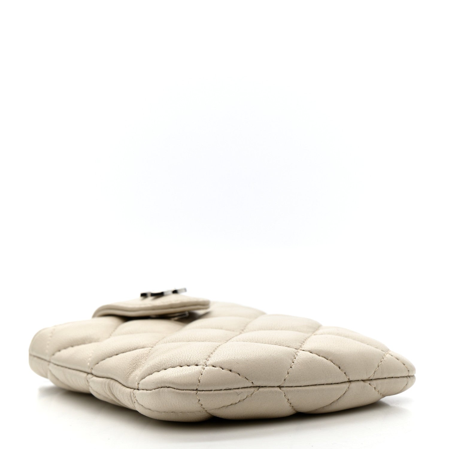 Chanel Lambskin Quilted Phone Holder On Chain White