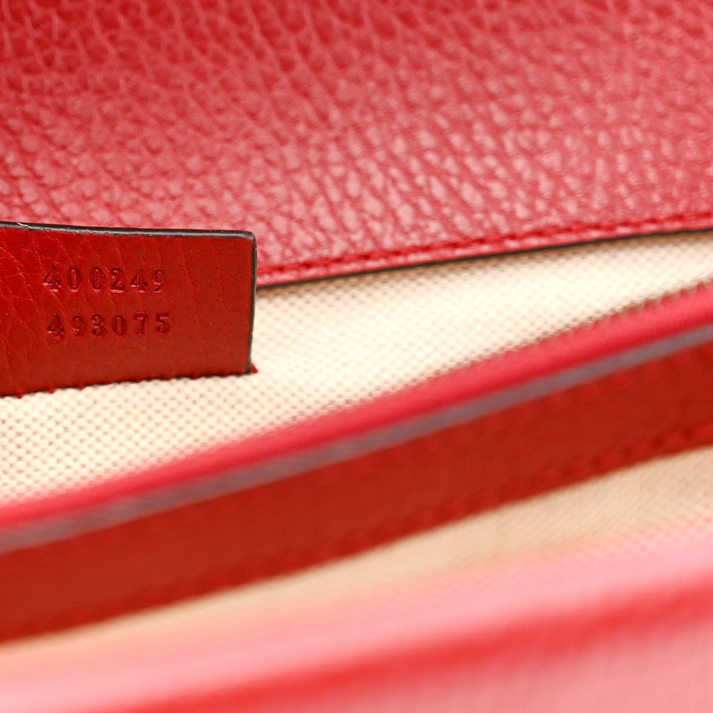 Gucci Dollar Calfskin Swarovski Crystal Small Dionysus Shoulder Bag Hibiscus Red