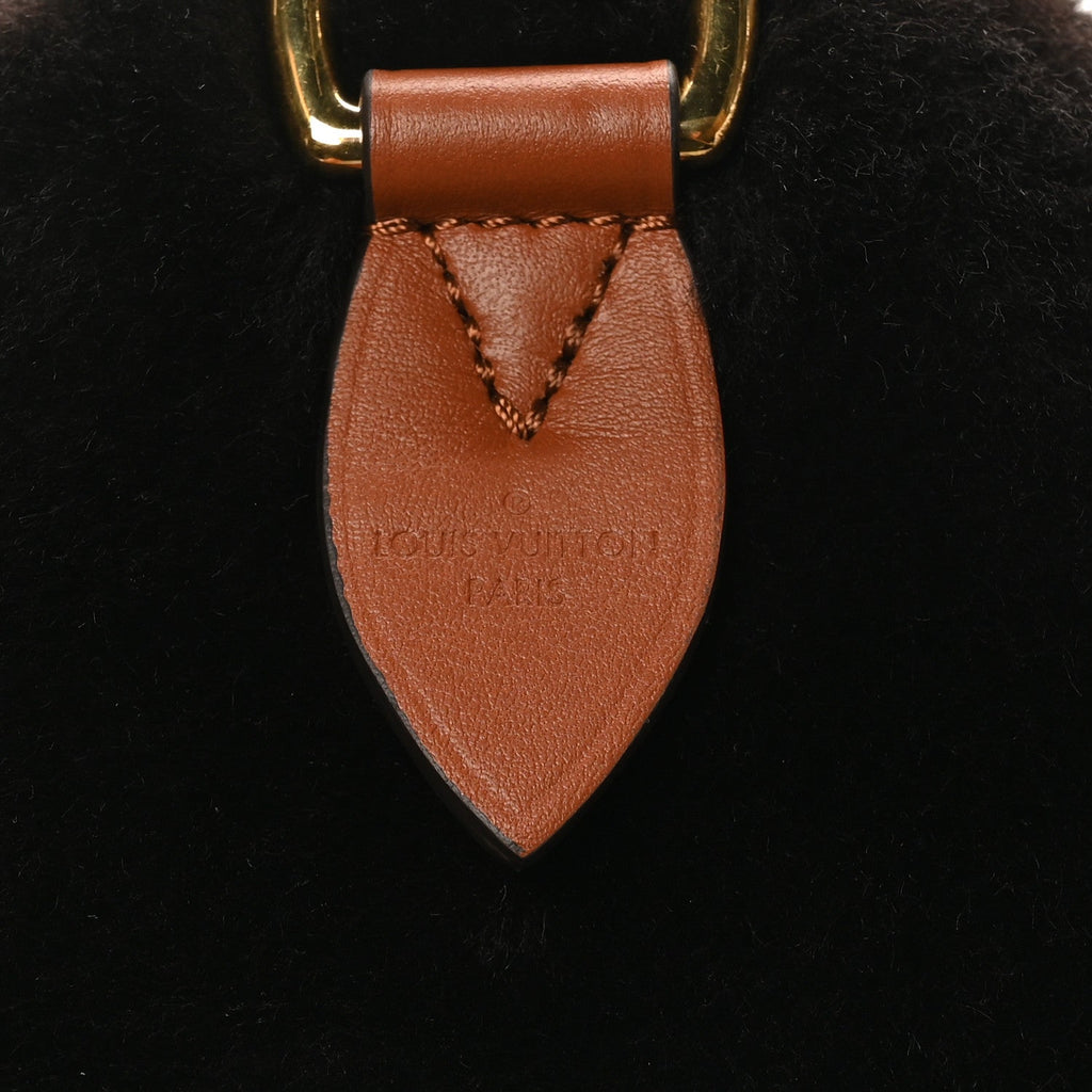 Louis Vuitton Shearling Monogram LV Ski Cozygram Speedy Bandouliere 25 Chocolate Cream