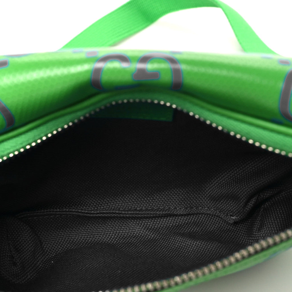 Gucci Calfskin GG Tennis Bi-Color Embossed Belt Bag Joy Green Joy Blue