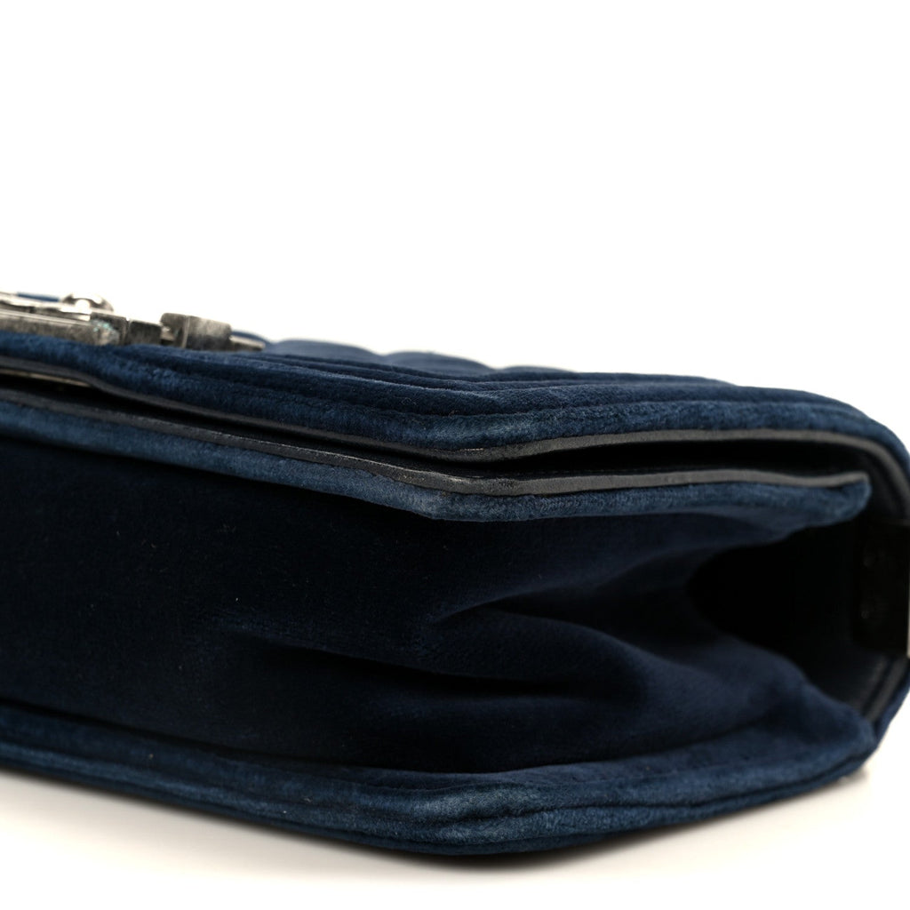 Chanel Velvet Quilted Small Boy Flap Blue