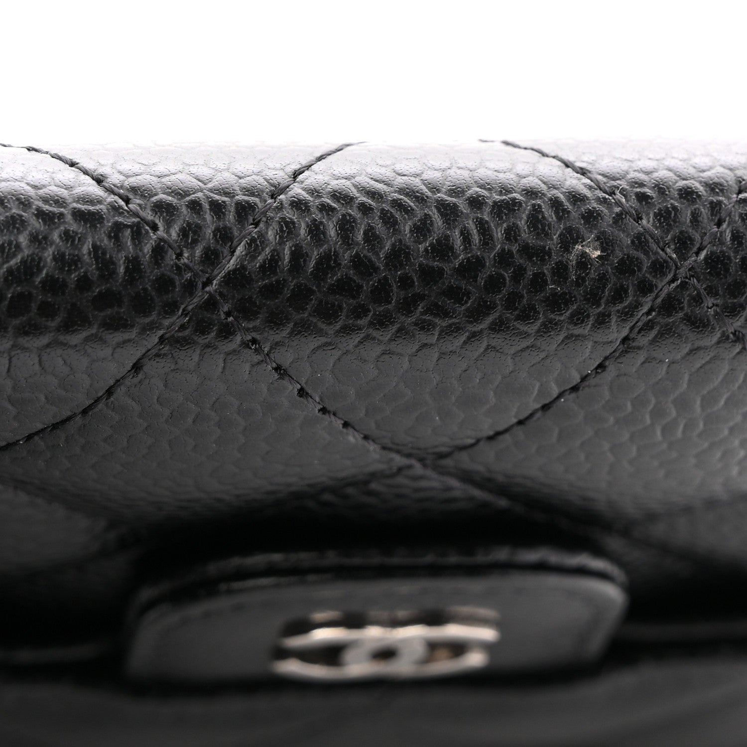 Caviar Quilted Compact Flap Wallet Black