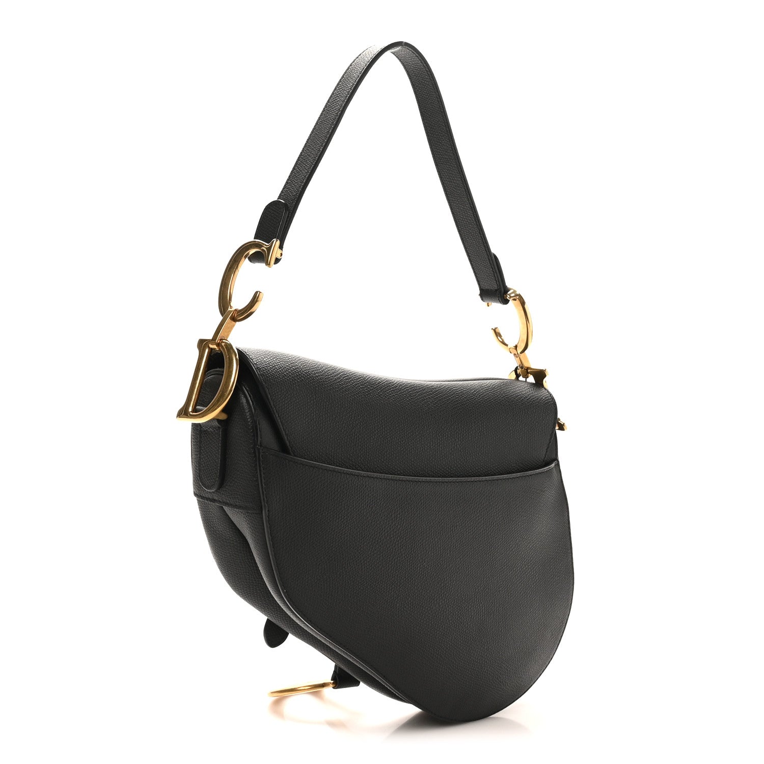 Christian Dior Grained Calfskin Saddle Bag Black