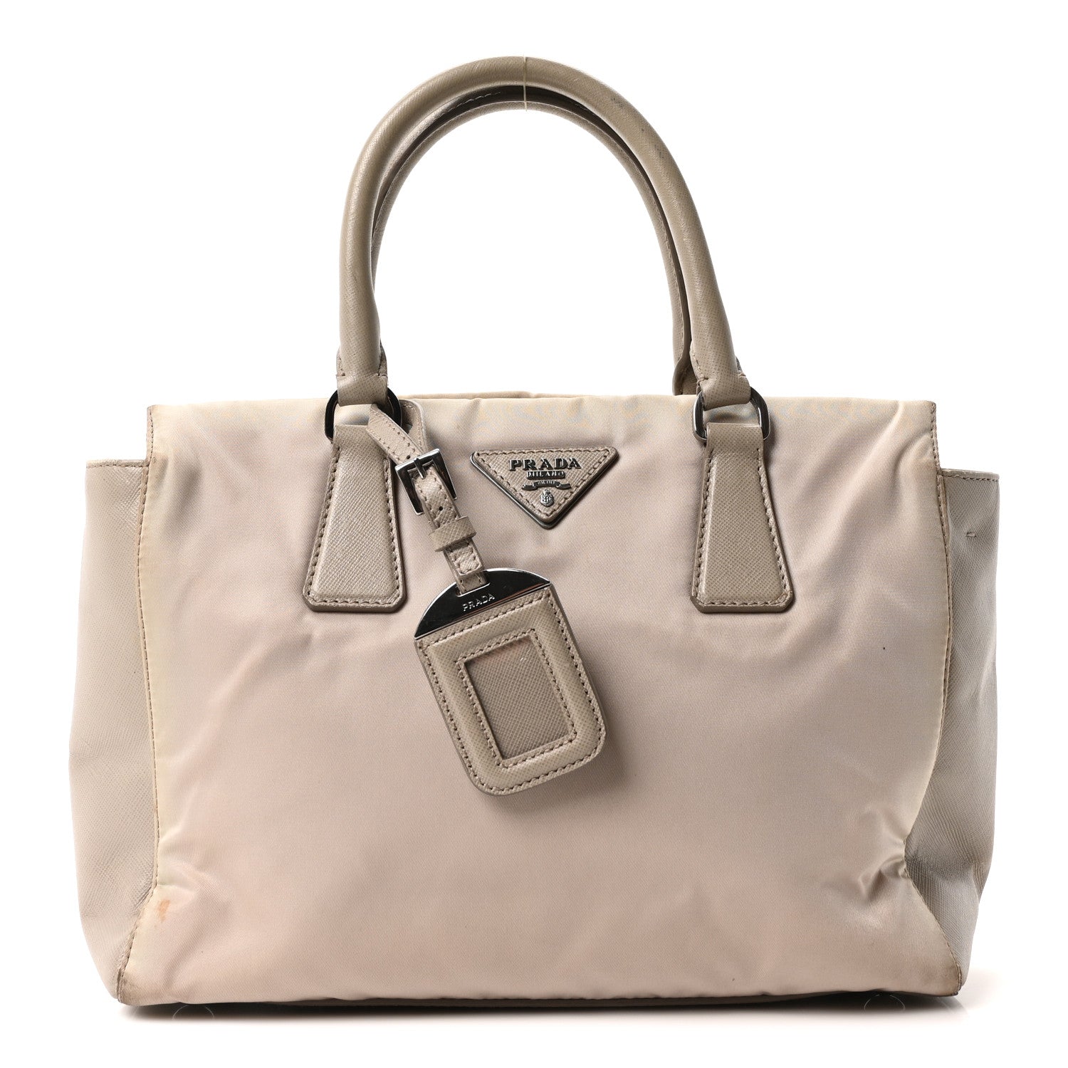 Prada Nylon Saffiano Bi-Color Tote Grey
