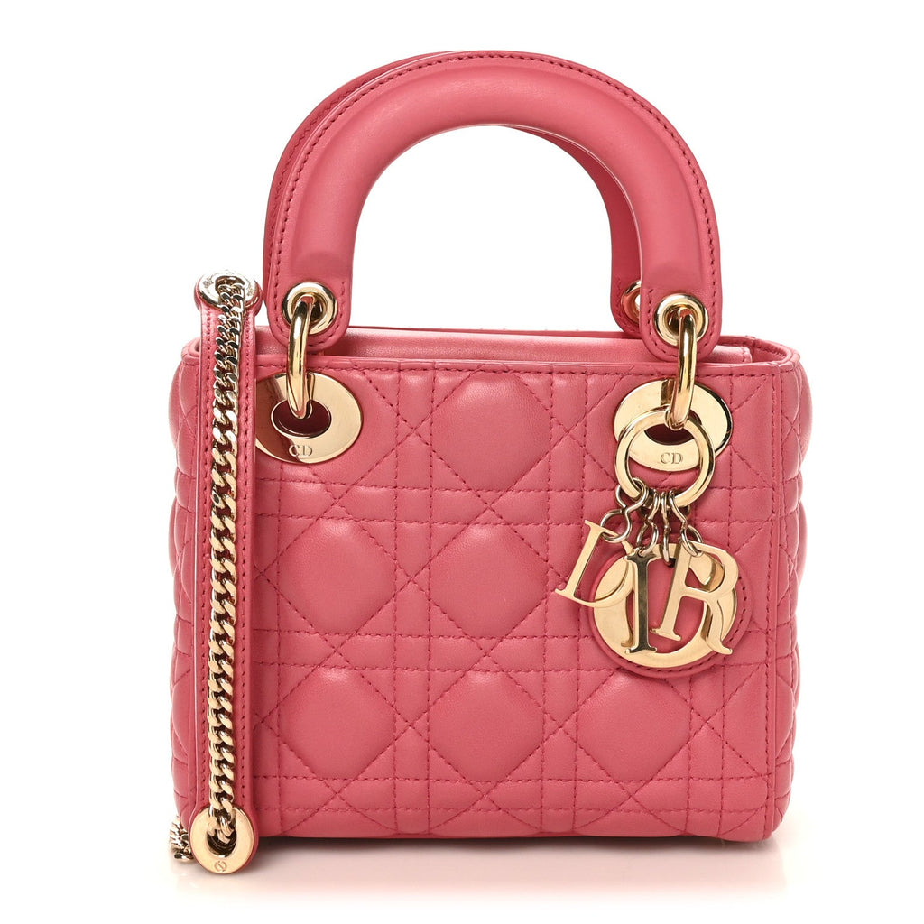 Christian Dior Lambskin Cannage Mini Lady Dior Pink