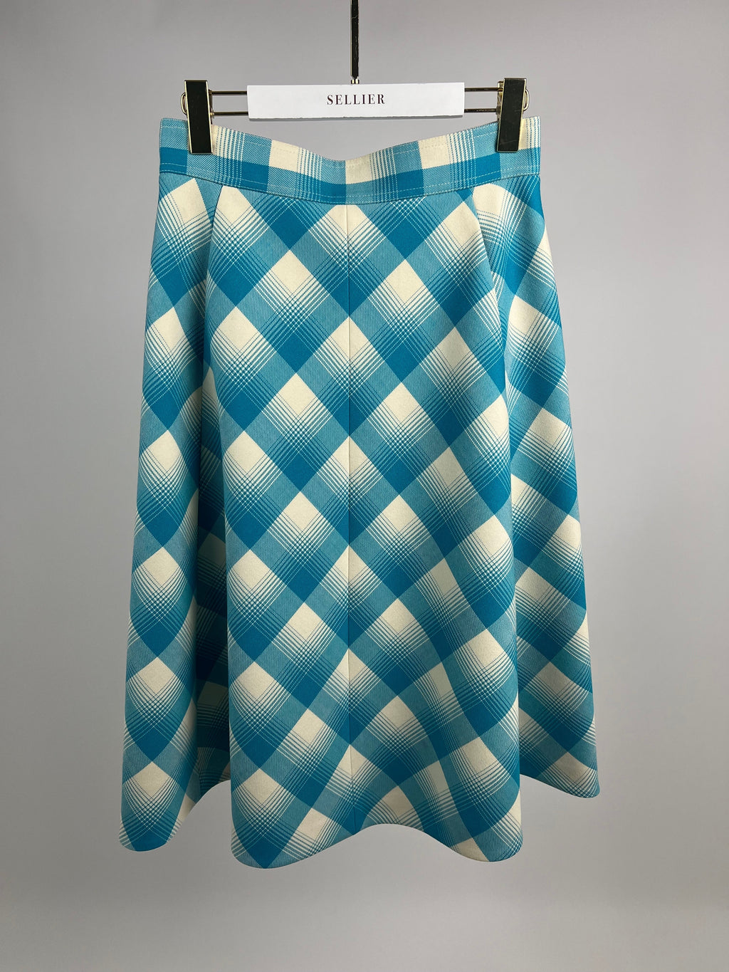 Gucci Turquoise and White Checked Shirt and Skirt Set IT 40 & 42 (UK 8-10)