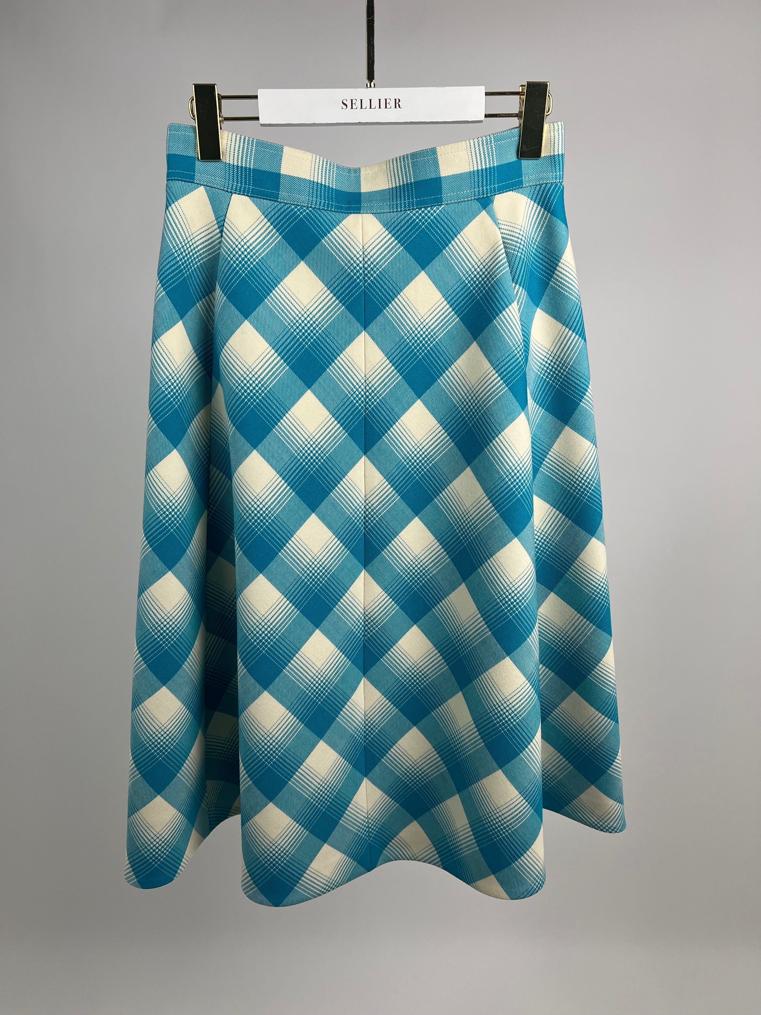 Gucci Turquoise and White Checked Shirt and Skirt Set IT 40 & 42 (UK 8-10)