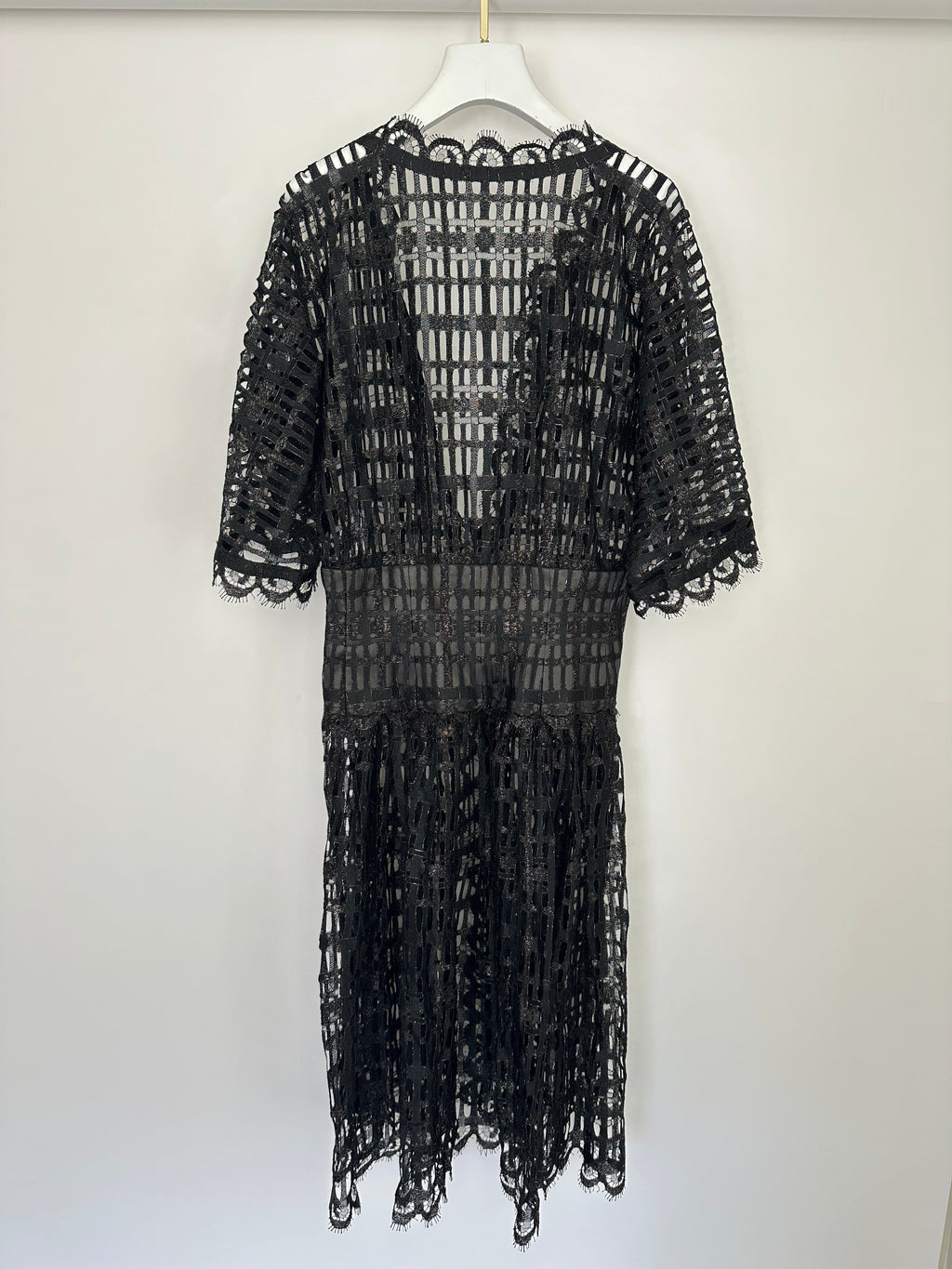 Chanel Black Iridescent Lace Dress With Concealed Zip Closure At Front Size FR 38 (UK 10)
