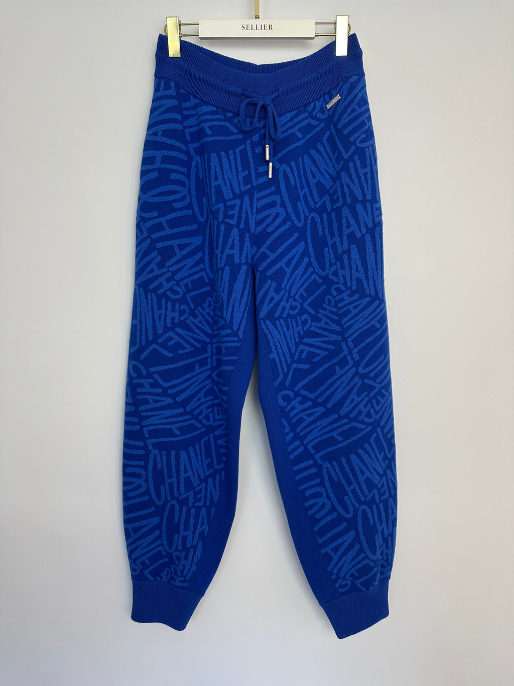 Chanel 21N Electric Blue Cashmere Jogging Bottom with Logo Detail Size FR 44 (UK 14) RRP £2,370