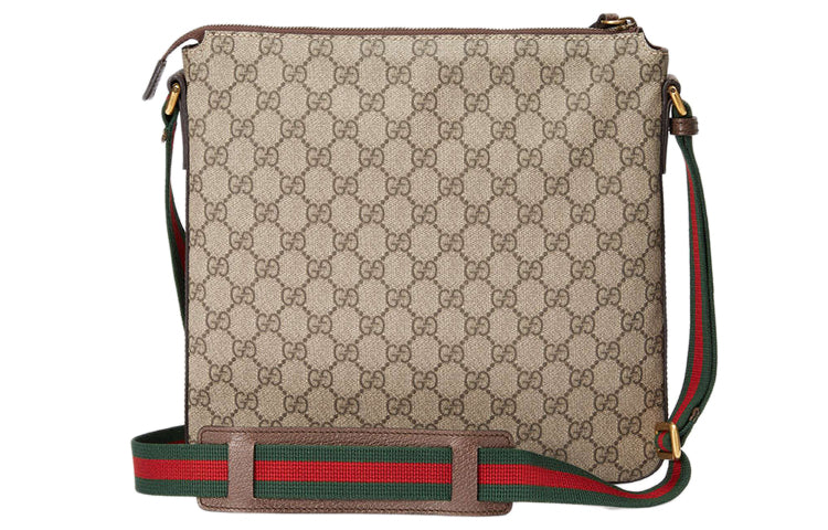 GUCCI Tiger Head Embroidered Stripe Webbing Canvas Shoulder Messenger Bag / Multicolor Unisex 406408-K9RNT-8967