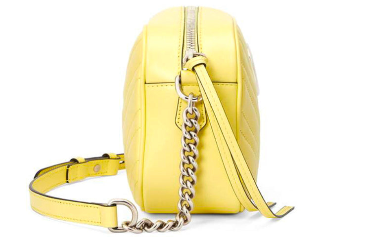 (WMNS) GUCCI GG Marmont Silver Logo Messenger Bag Yellow 447632-DTD1Y-7412