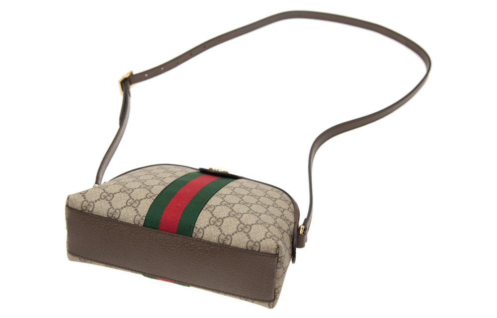 (WMNS) GUCCI Ophidia Gold Logo Retro GG Stripe Webbing Canvas Shoulder Messenger Bag Small / Brown 499621-K05NG-8745