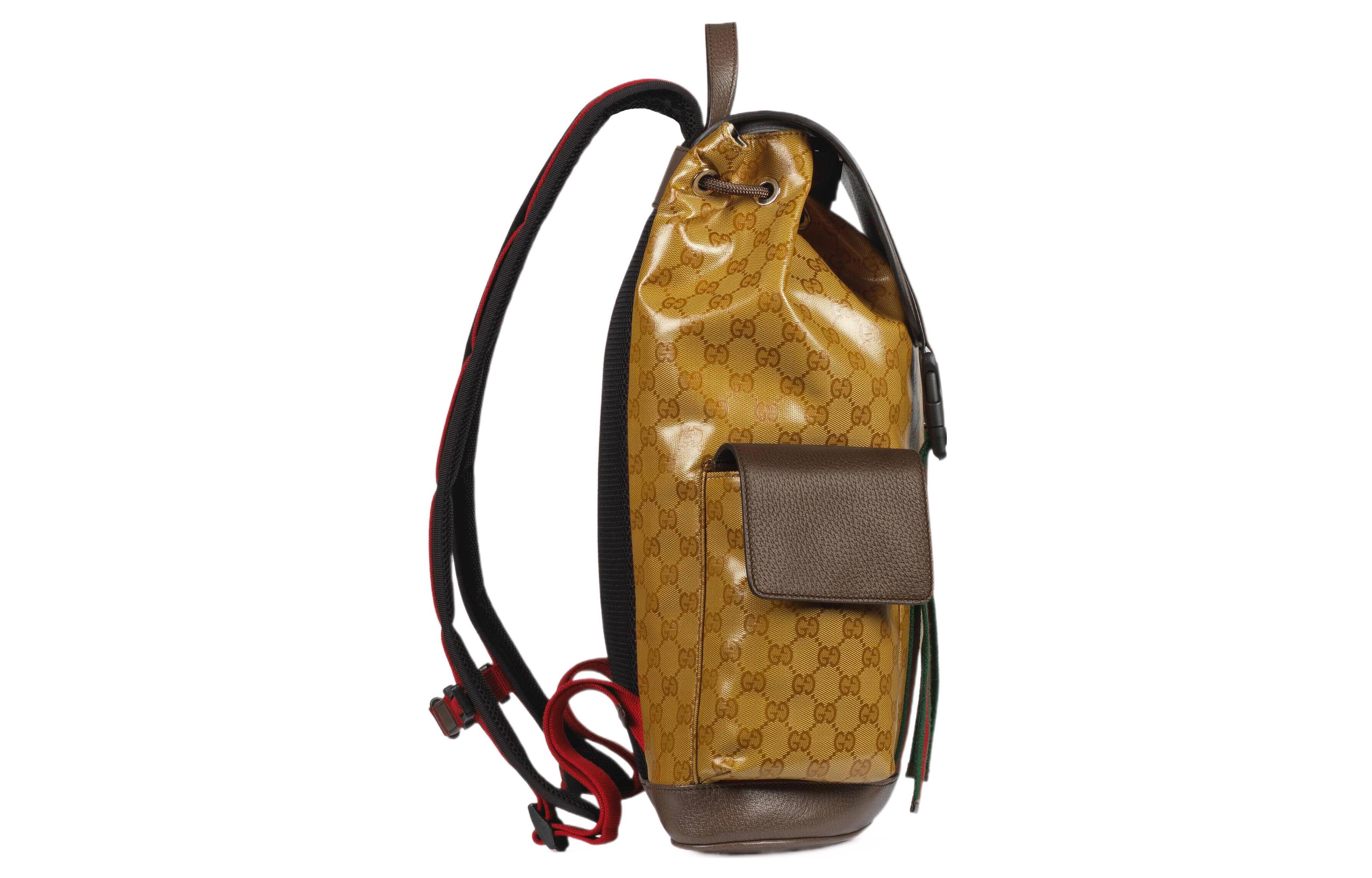 GUCCI x adidas Logo backpack schoolbag Brown Yellow 22 495563-UVSHT-7269