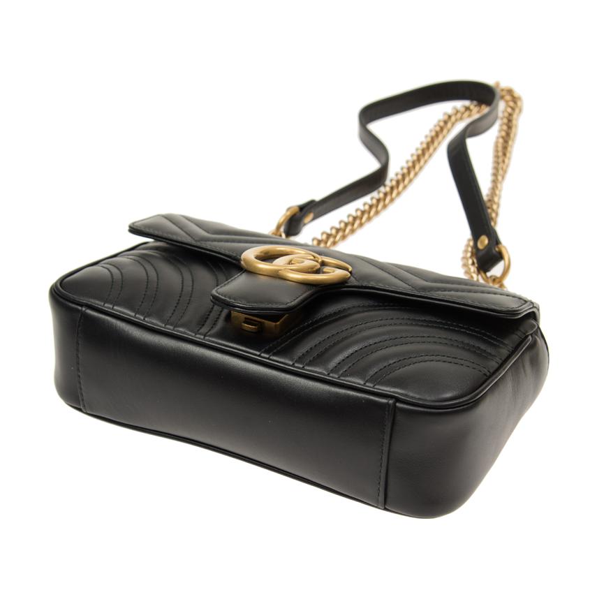 (WMNS) GUCCI GG Marmont Leather Single-Shoulder Chain Bag Mini Black 446744-DTDIT-1000