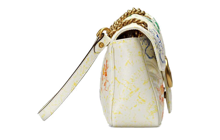 (WMNS) GUCCI x Disney Beige MiceGG Marmont Series Small Satchel White 443497-1TSAM-9191
