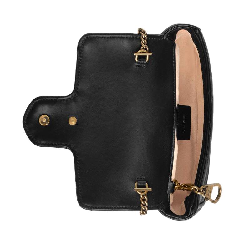 GUCCI GG Marmont Matelasse leather super mini bag 'Black' 476433-DSVRT-1000