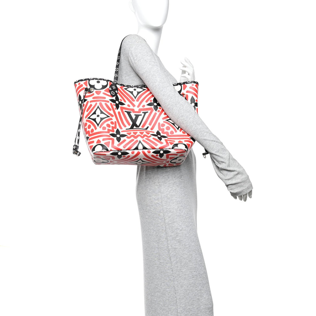 Louis Vuitton Monogram Giant Crafty Neverfull MM Creme Rouge Black