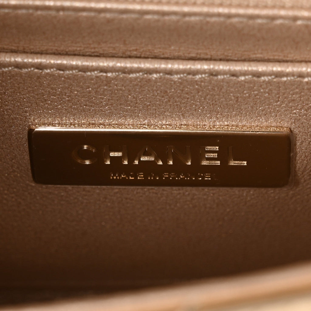 Chanel Mirror Calfskin Metallic Calfskin Quilted Hollywood Boulevard Mini Flap Gold